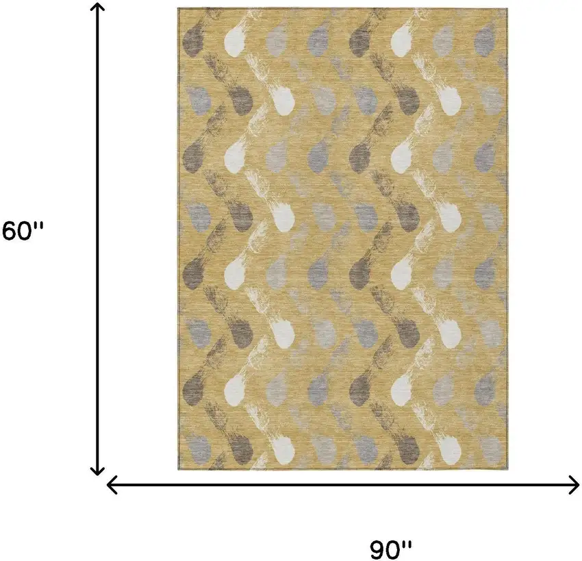 Gold And Beige Geometric Washable Indoor Outdoor Area Rug Photo 6