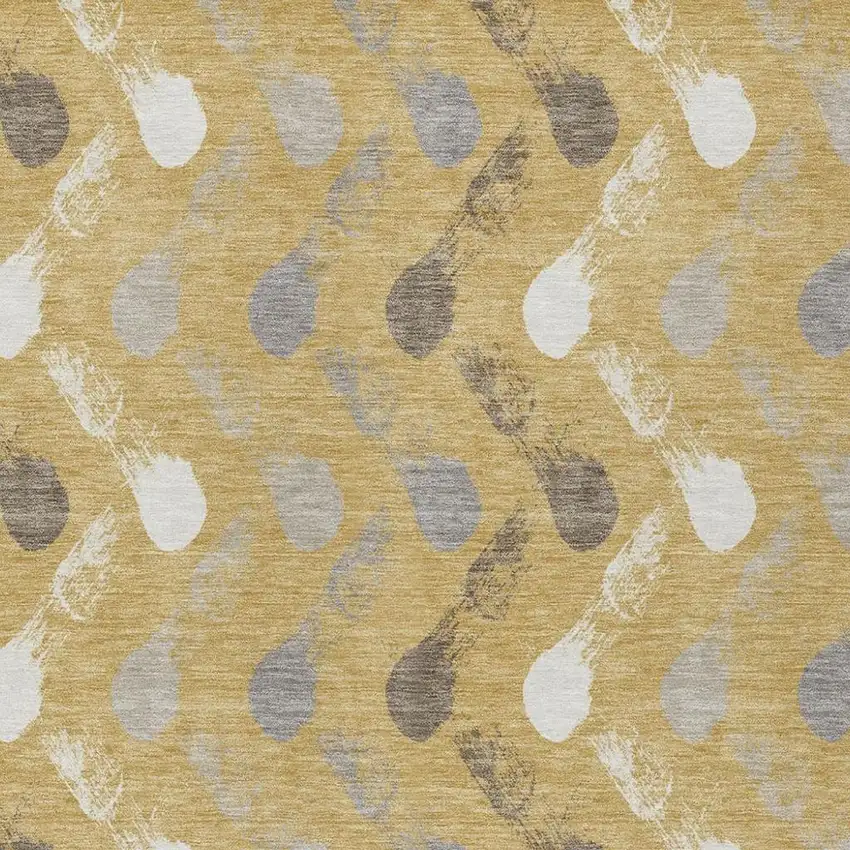 Gold And Beige Geometric Washable Indoor Outdoor Area Rug Photo 2