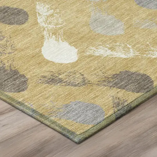 Gold And Beige Geometric Washable Indoor Outdoor Area Rug Photo 4
