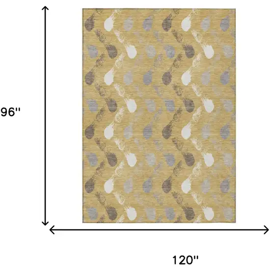 Gold And Beige Geometric Washable Indoor Outdoor Area Rug Photo 6