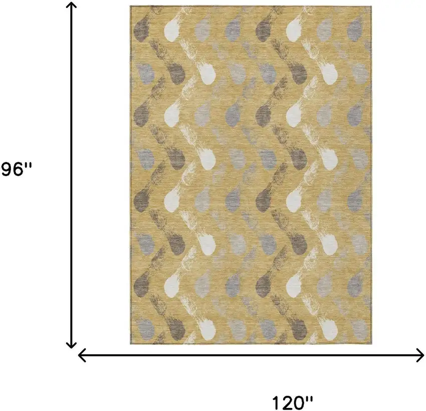 Gold And Beige Geometric Washable Indoor Outdoor Area Rug Photo 6