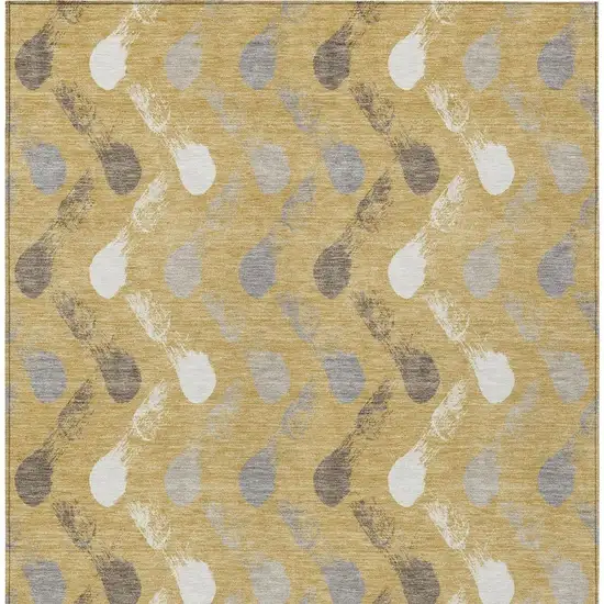 Gold And Beige Geometric Washable Indoor Outdoor Area Rug Photo 3