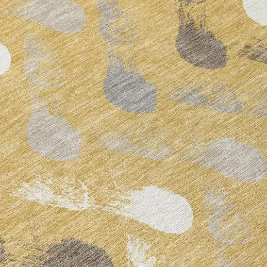 Gold And Beige Geometric Washable Indoor Outdoor Area Rug Photo 5