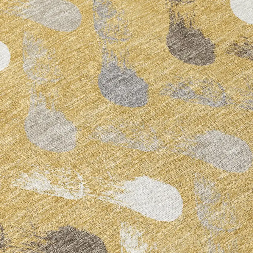 Gold And Beige Geometric Washable Indoor Outdoor Area Rug Photo 5