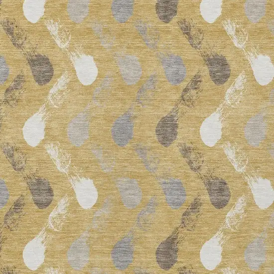 Gold And Beige Geometric Washable Indoor Outdoor Area Rug Photo 2
