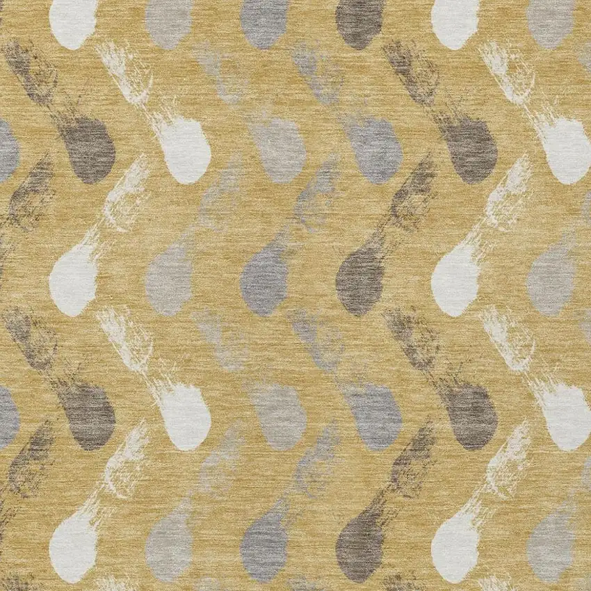 Gold And Beige Geometric Washable Indoor Outdoor Area Rug Photo 2
