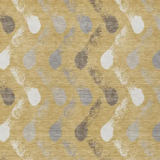 Gold And Beige Geometric Washable Indoor Outdoor Area Rug Photo 2
