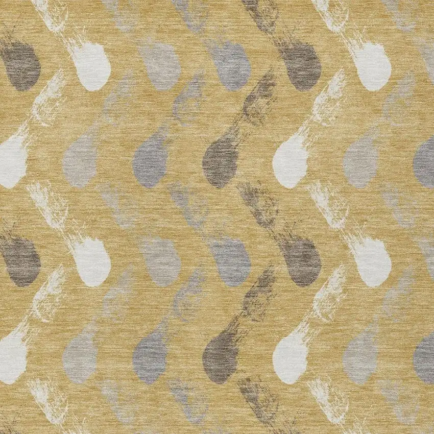 Gold And Beige Geometric Washable Indoor Outdoor Area Rug Photo 2