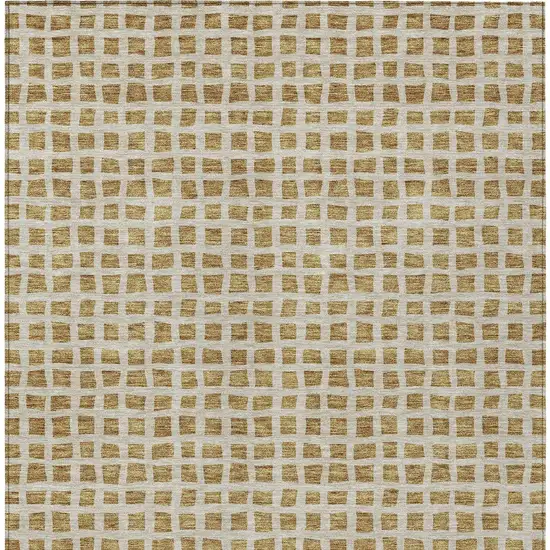 Gold And Beige Geometric Washable Indoor Outdoor Area Rug Photo 6