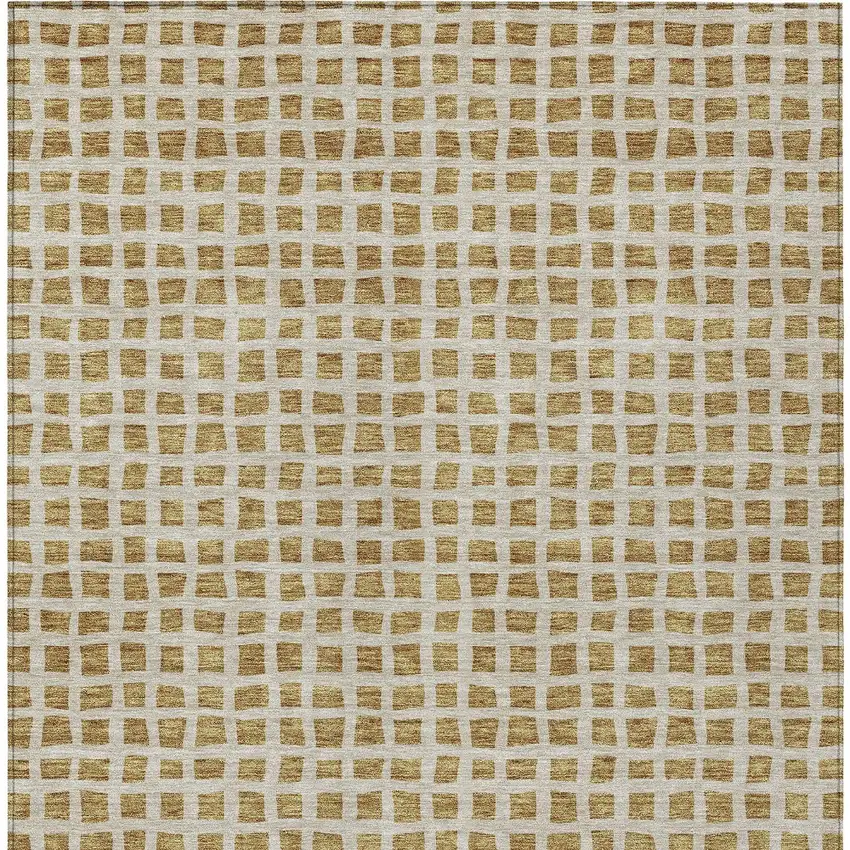 Gold And Beige Geometric Washable Indoor Outdoor Area Rug Photo 6