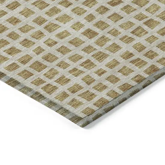 Gold And Beige Geometric Washable Indoor Outdoor Area Rug Photo 4