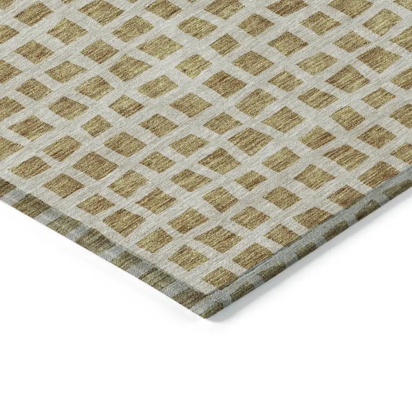 Gold And Beige Geometric Washable Indoor Outdoor Area Rug Photo 4