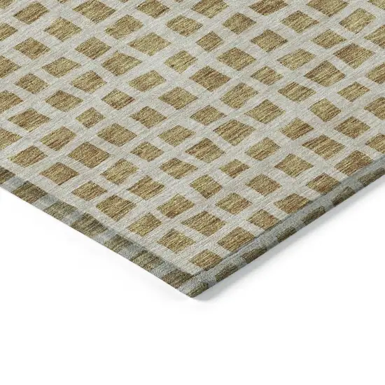 Gold And Beige Geometric Washable Indoor Outdoor Area Rug Photo 4