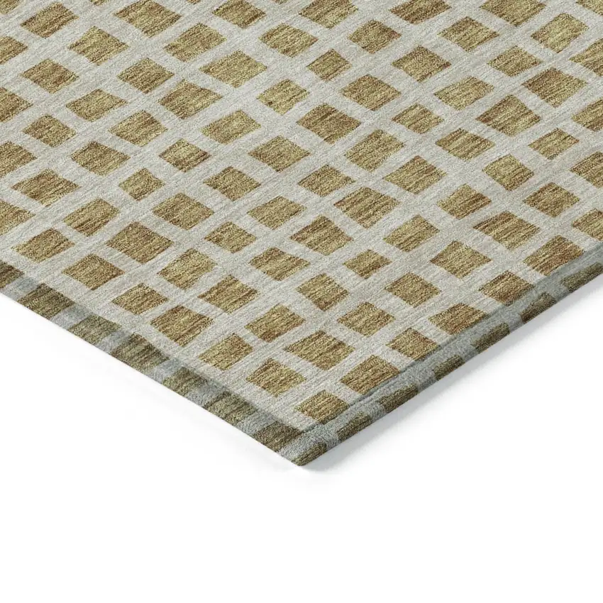 Gold And Beige Geometric Washable Indoor Outdoor Area Rug Photo 4