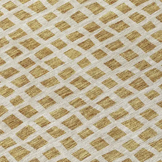 Gold And Beige Geometric Washable Indoor Outdoor Area Rug Photo 5