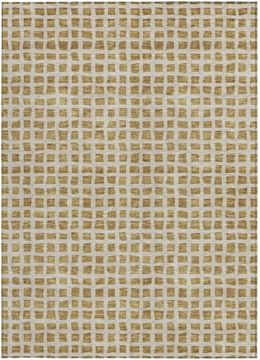 Gold And Beige Geometric Washable Indoor Outdoor Area Rug Photo 7