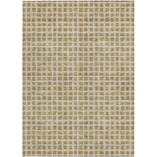 Gold And Beige Geometric Washable Indoor Outdoor Area Rug Photo 7