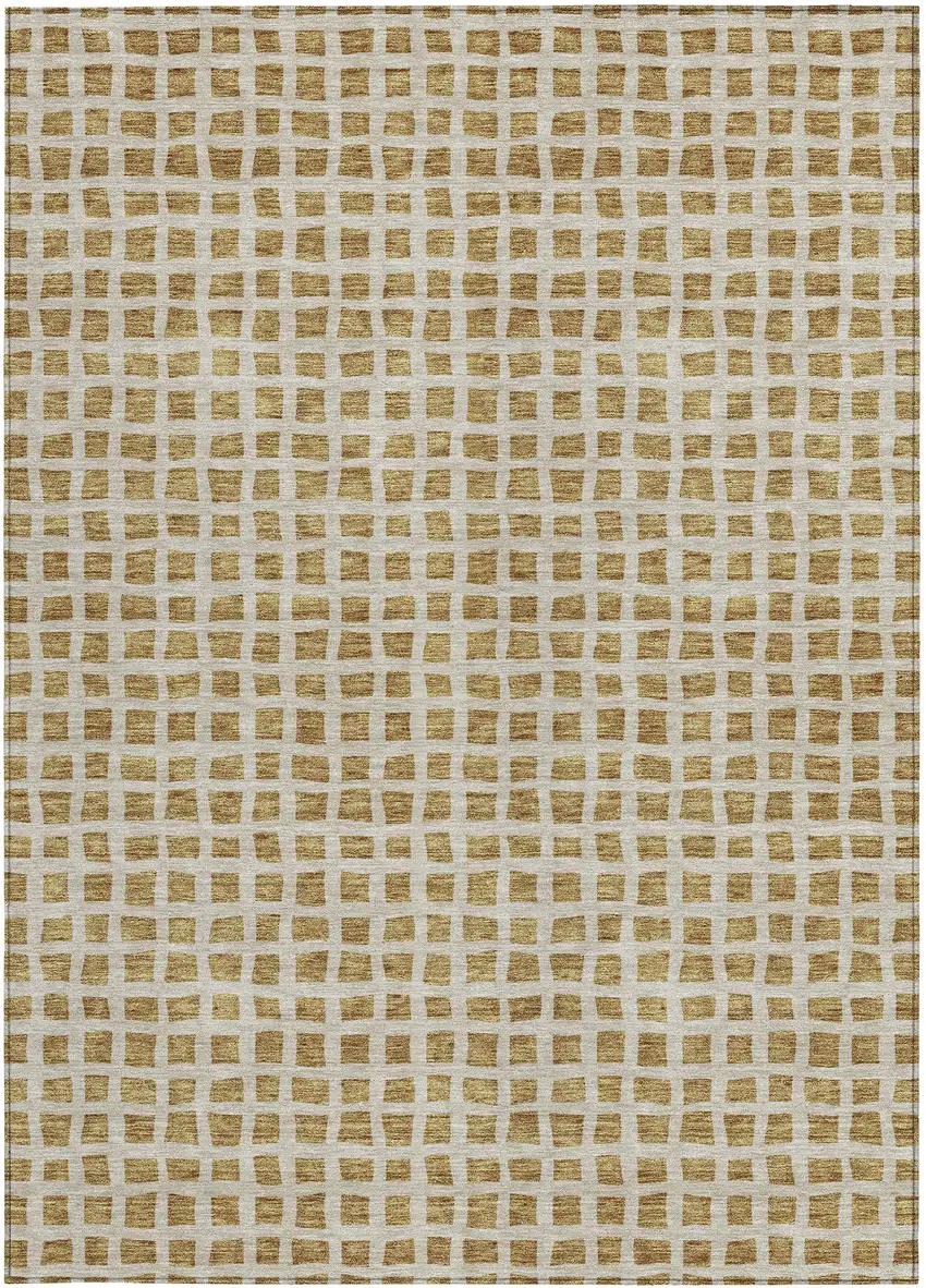 Gold And Beige Geometric Washable Indoor Outdoor Area Rug Photo 7