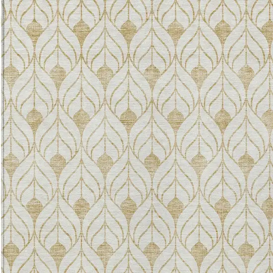 Gold And Beige Geometric Washable Indoor Outdoor Area Rug Photo 5