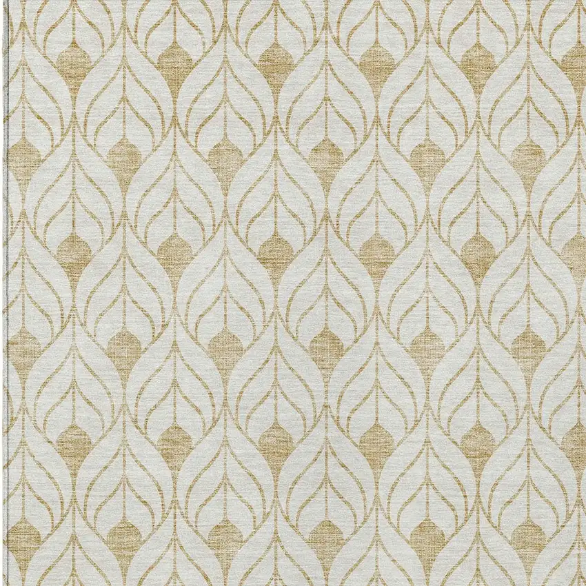 Gold And Beige Geometric Washable Indoor Outdoor Area Rug Photo 5