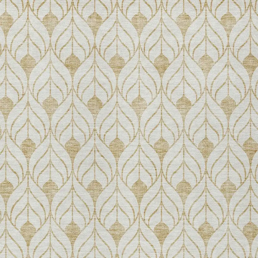 Gold And Beige Geometric Washable Indoor Outdoor Area Rug Photo 6