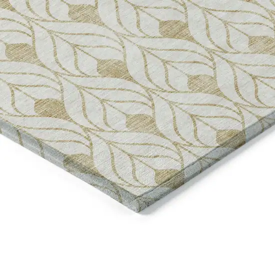 Gold And Beige Geometric Washable Indoor Outdoor Area Rug Photo 5