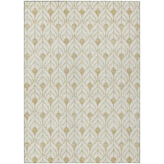 Gold And Beige Geometric Washable Indoor Outdoor Area Rug Photo 2
