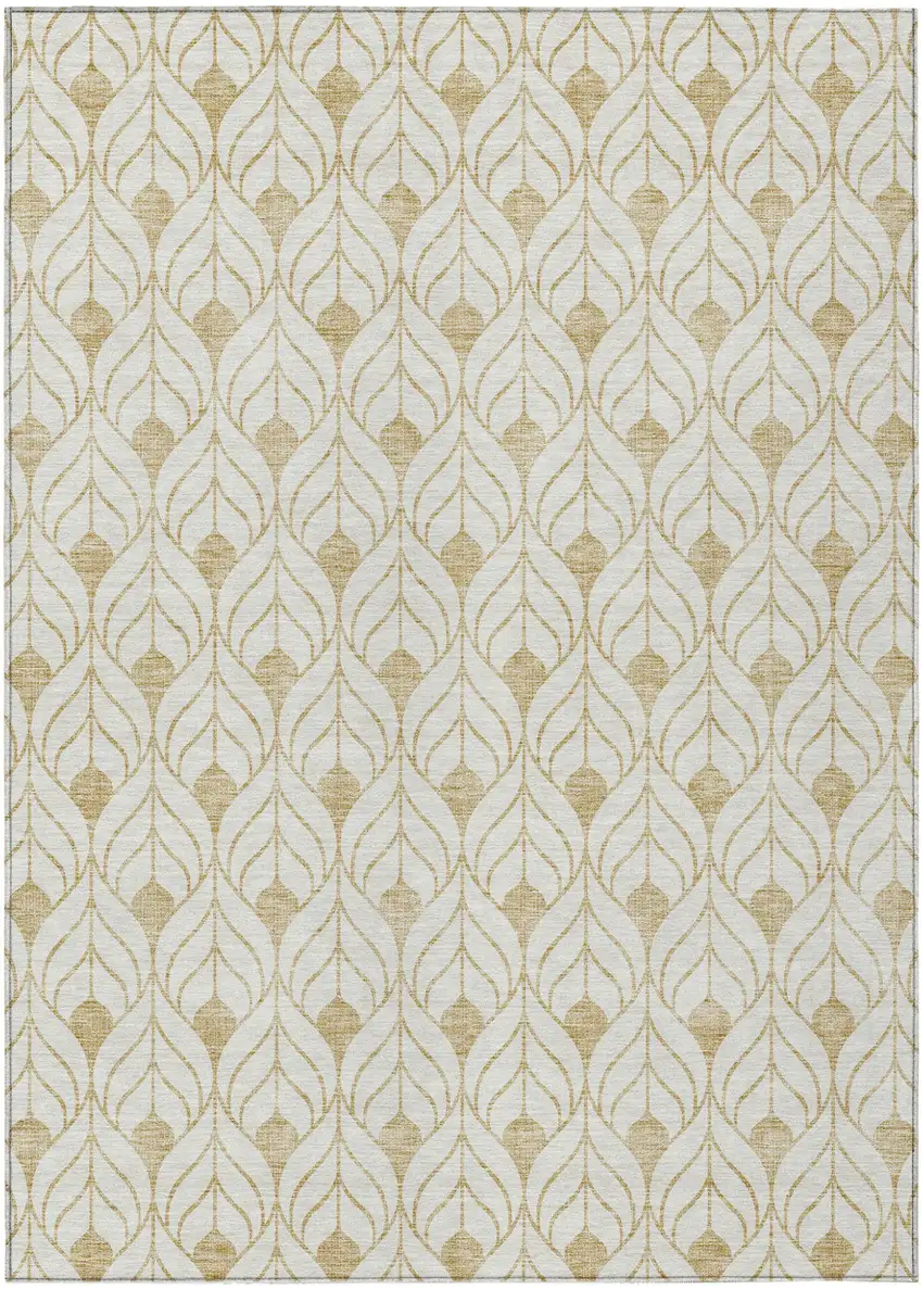 Gold And Beige Geometric Washable Indoor Outdoor Area Rug Photo 2