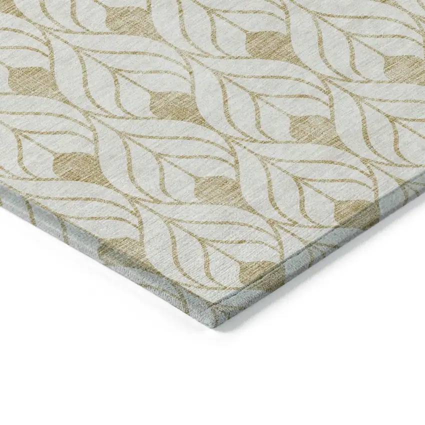 Gold And Beige Geometric Washable Indoor Outdoor Area Rug Photo 5