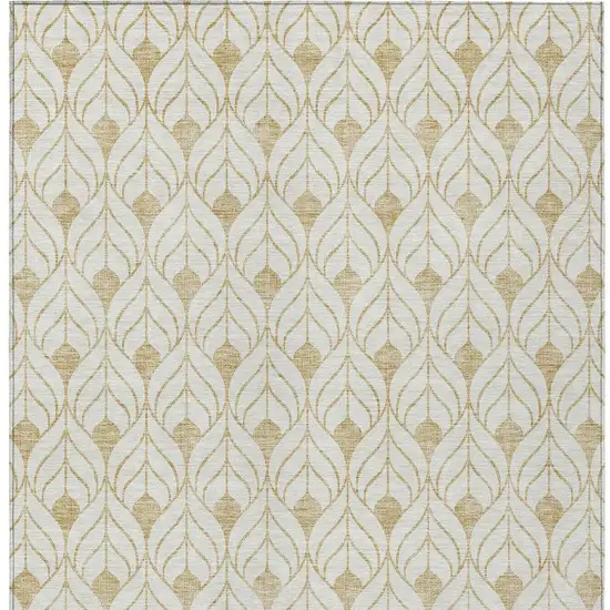 Gold And Beige Geometric Washable Indoor Outdoor Area Rug Photo 7