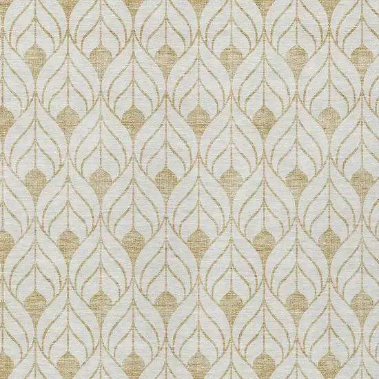 Gold And Beige Geometric Washable Indoor Outdoor Area Rug Photo 6