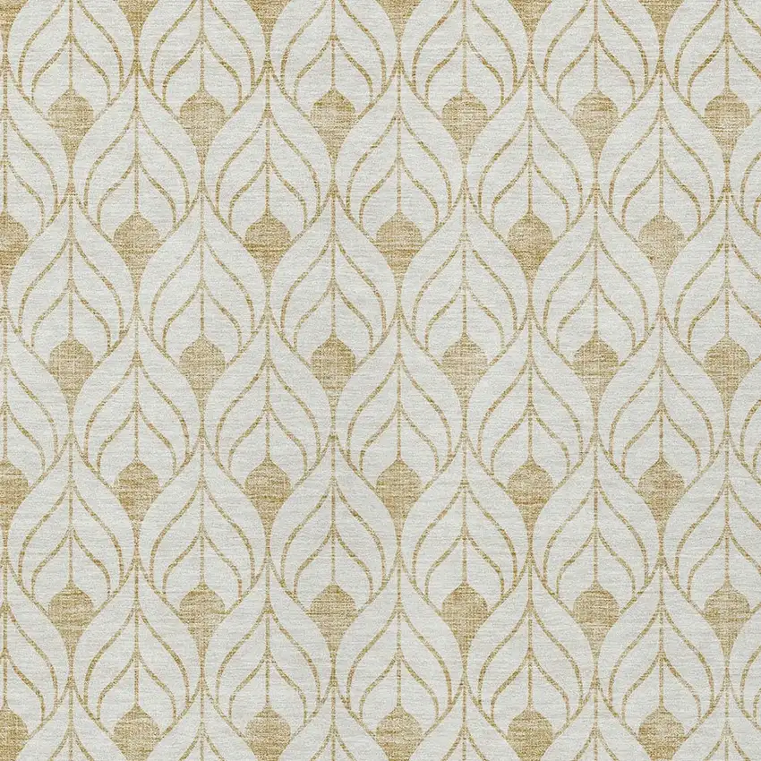Gold And Beige Geometric Washable Indoor Outdoor Area Rug Photo 6