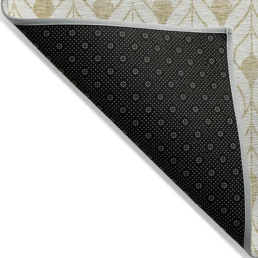Gold And Beige Geometric Washable Indoor Outdoor Area Rug Photo 4