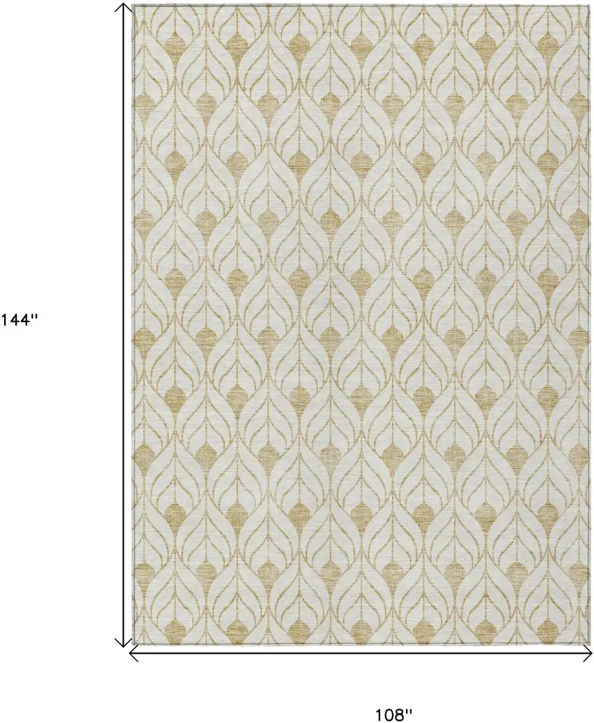 Gold And Beige Geometric Washable Indoor Outdoor Area Rug Photo 3