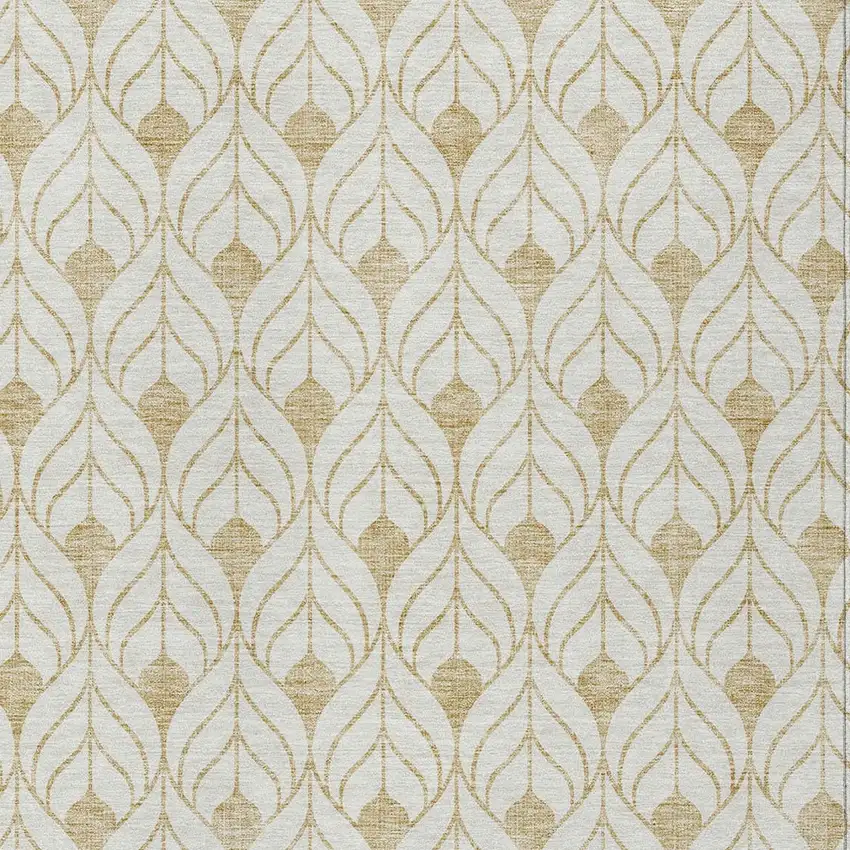 Gold And Beige Geometric Washable Indoor Outdoor Area Rug Photo 6