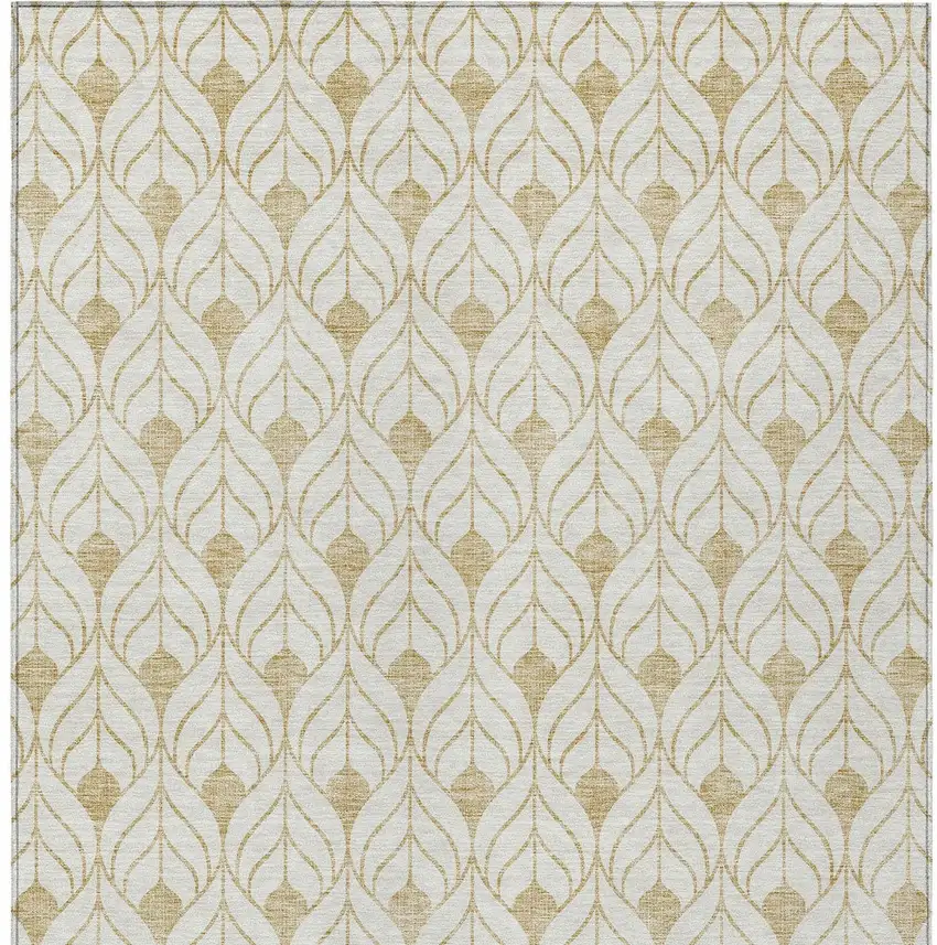 Gold And Beige Geometric Washable Indoor Outdoor Area Rug Photo 6