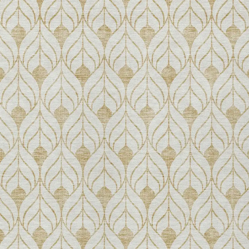 Gold And Beige Geometric Washable Indoor Outdoor Area Rug Photo 5