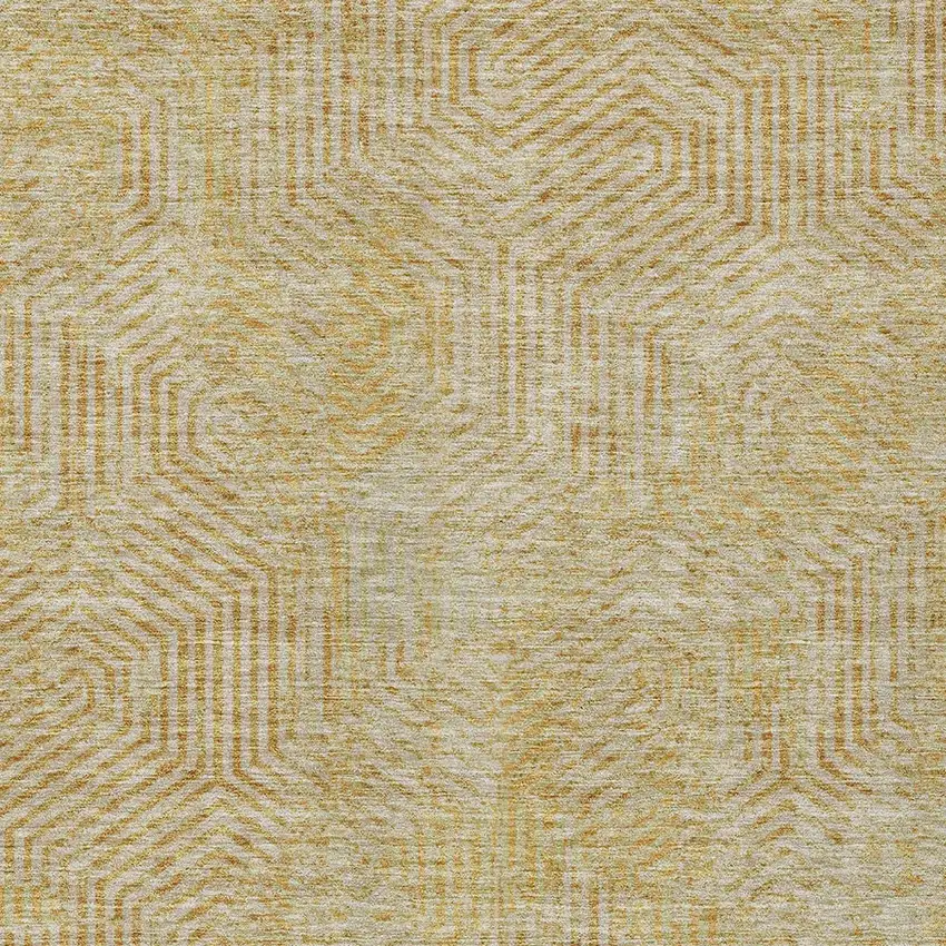 Gold And Beige Geometric Washable Indoor Outdoor Area Rug Photo 7