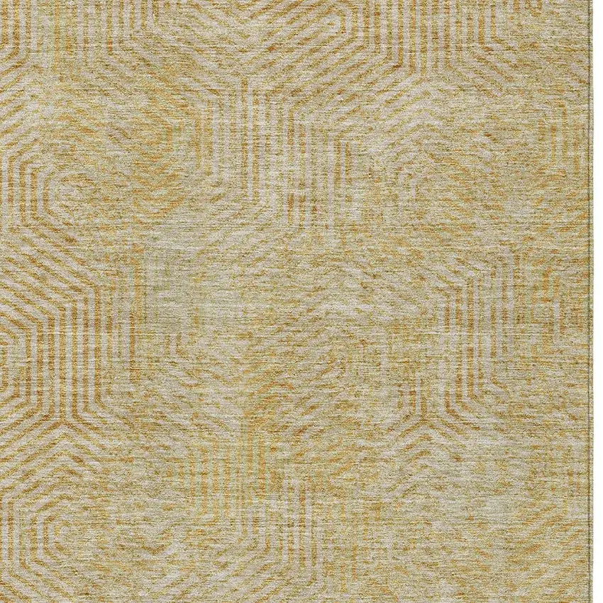 Gold And Beige Geometric Washable Indoor Outdoor Area Rug Photo 7