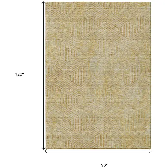 Gold And Beige Geometric Washable Indoor Outdoor Area Rug Photo 3