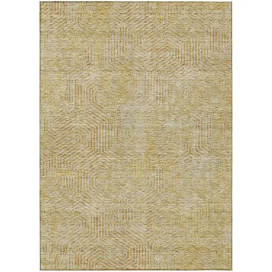 Gold And Beige Geometric Washable Indoor Outdoor Area Rug Photo 2