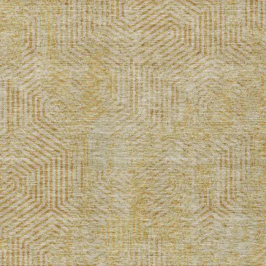 Gold And Beige Geometric Washable Indoor Outdoor Area Rug Photo 7