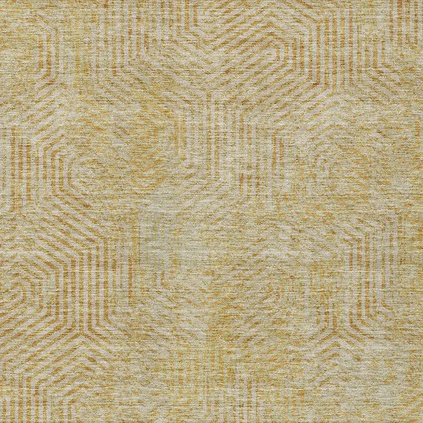 Gold And Beige Geometric Washable Indoor Outdoor Area Rug Photo 7