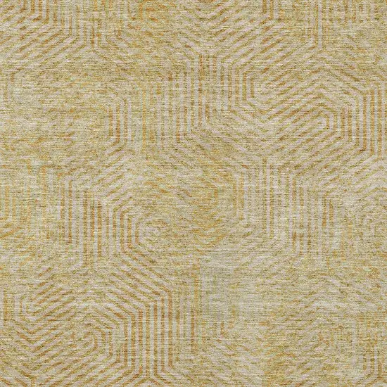 Gold And Beige Geometric Washable Indoor Outdoor Area Rug Photo 7