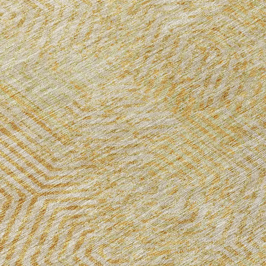 Gold And Beige Geometric Washable Indoor Outdoor Area Rug Photo 6