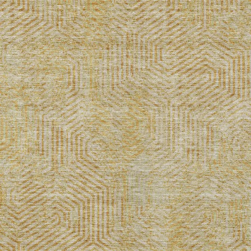 Gold And Beige Geometric Washable Indoor Outdoor Area Rug Photo 6