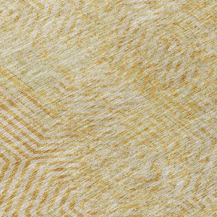 Gold And Beige Geometric Washable Indoor Outdoor Area Rug Photo 5