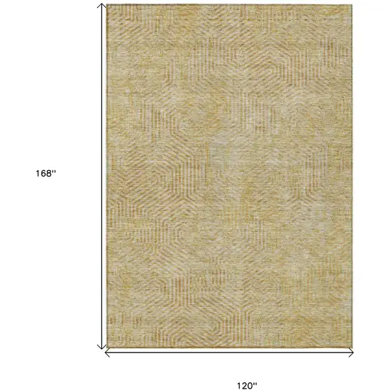 Gold And Beige Geometric Washable Indoor Outdoor Area Rug Photo 3