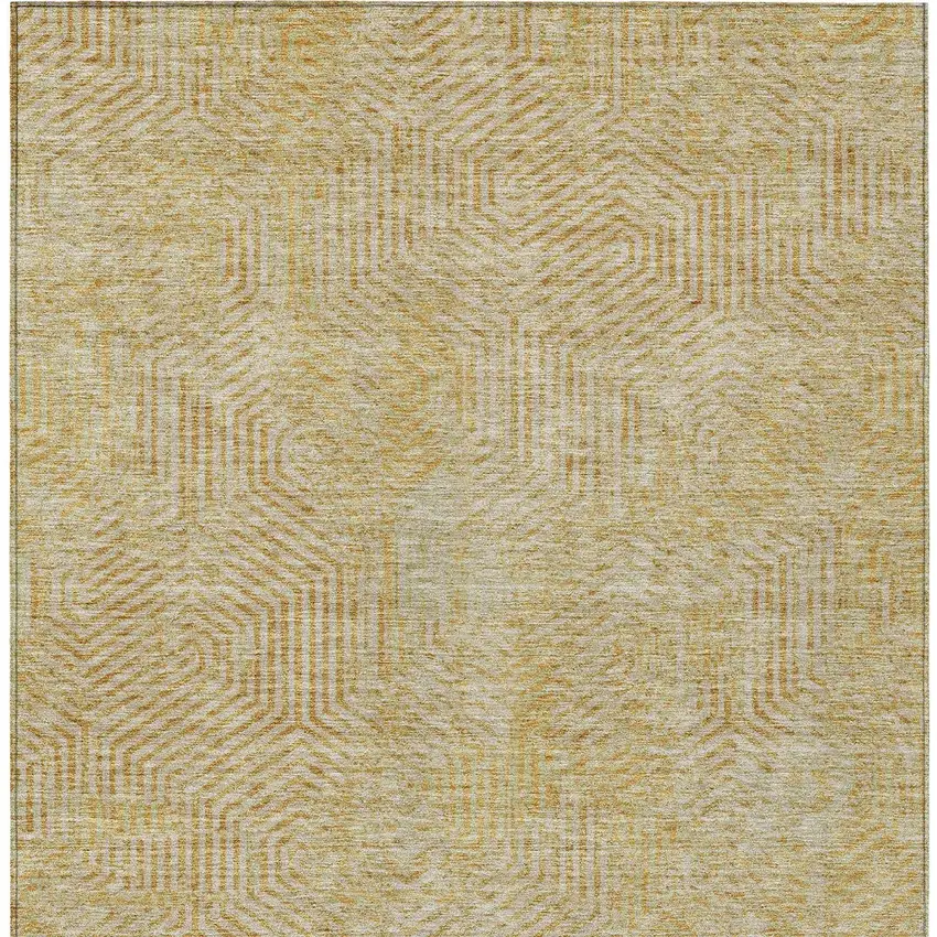 Gold And Beige Geometric Washable Indoor Outdoor Area Rug Photo 7