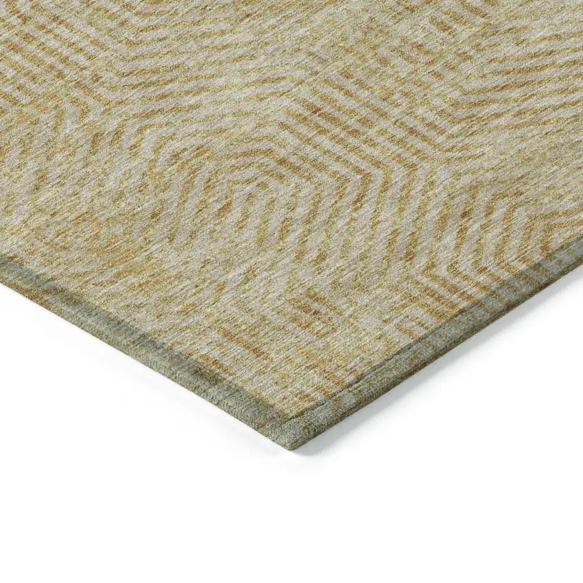 Gold And Beige Geometric Washable Indoor Outdoor Area Rug Photo 5